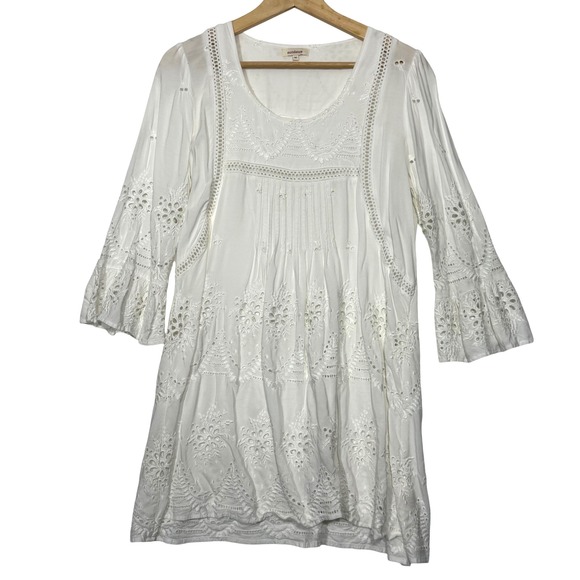 Sundance Dresses & Skirts - Sundance | White Eyelet Embroidered Dress Bohemian Gauze Bell Sleeve, Medium